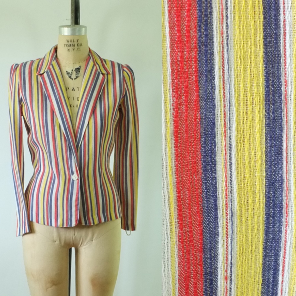 SALE! vintage retro 1970s striped blazer jacket
